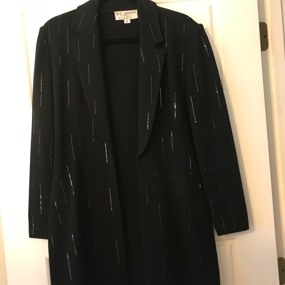 St. John Embellishes Black Coat